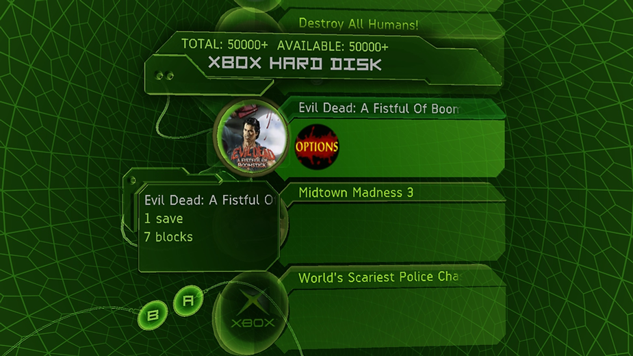 Image above: Xbox save file screen
